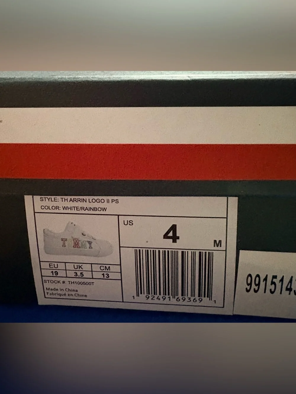 Tommy Hilfiger Kids White Low-Top Sneakers with Rainbow Accents